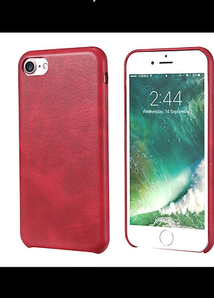 Iphone 7 Deri Görünümlü, Kırmızı Kılıf