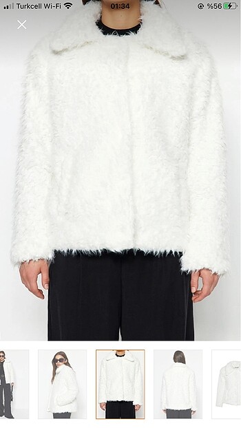 xl Beden beyaz Renk Oversize peluş ceket mont