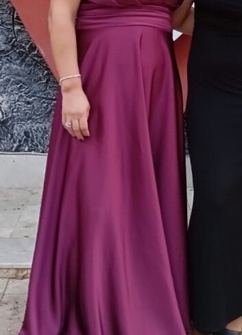 Saten uzun elbise 