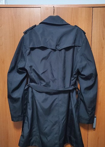 Erkek Siyah  Kemerli Trençkot - Görsel 3