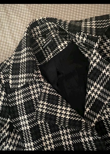 Düğmeli Kemerli Kareli Midi Kaban s-m arası - Görsel 2