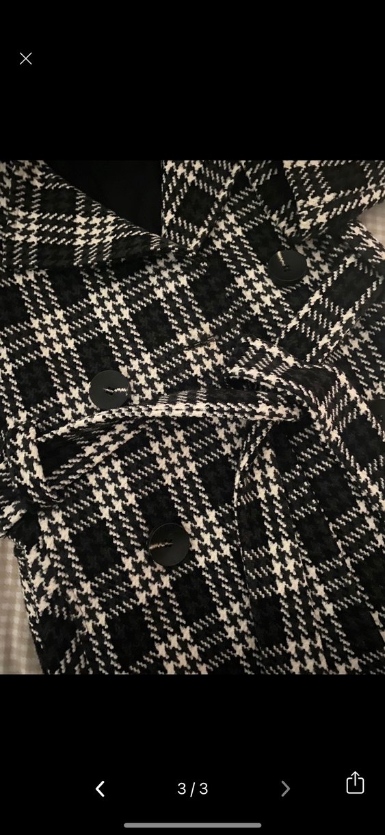 Düğmeli Kemerli Kareli Midi Kaban s-m arası - Görsel 3