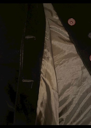 Siyah Süet Kadın Uzun Kürklü Klasik Ofis Kabanı - Görsel 2