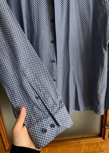 Düğmeli Mavi Erkek Gömlek - Görsel 2