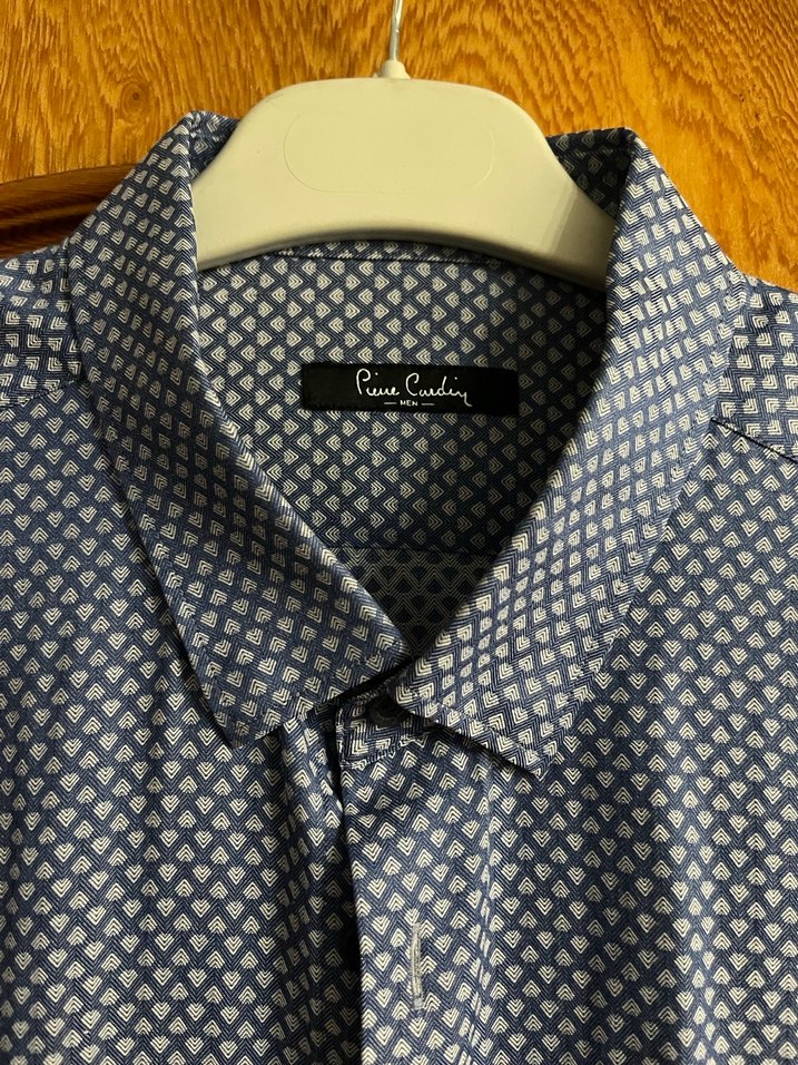 Düğmeli Mavi Erkek Gömlek - Görsel 4