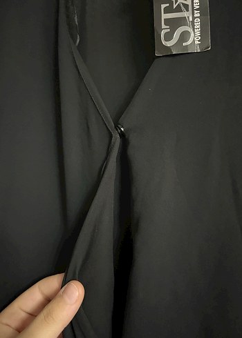 Kadın Siyah Uzun Kollu Salaş Tulum - Görsel 3