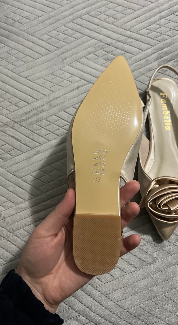 Bej Stiletto Kadın Abiye Ayakkabı - Görsel 3