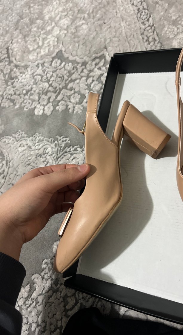 Bej Deri Stiletto Topuklu Kadın Ayakkabı - Görsel 5