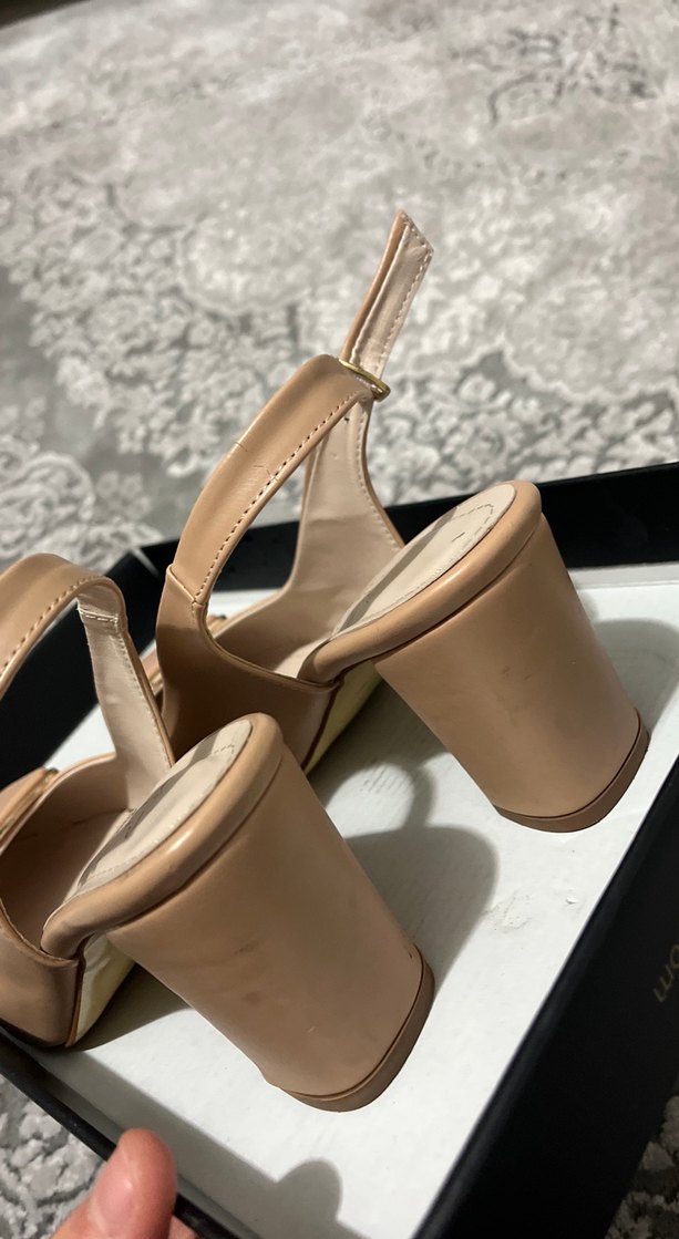 Bej Deri Stiletto Topuklu Kadın Ayakkabı - Görsel 3