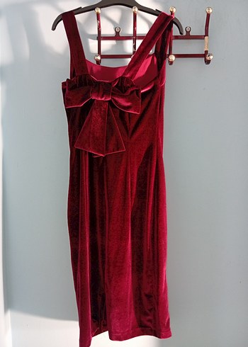 2K Burgundy Drapeli Midi Kadın Abiye Elbise