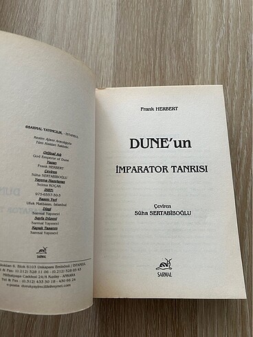 Beden DUNE İMPARATOR TANRISI FRANK HERBERT