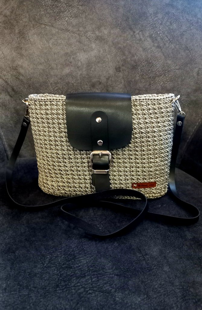 Gri el örgüsü Kadın Çanta - Görsel 3