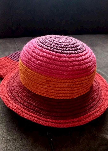 Renkli Örgü Bohem Kadın şapka ve Eldivenleri - Görsel 4