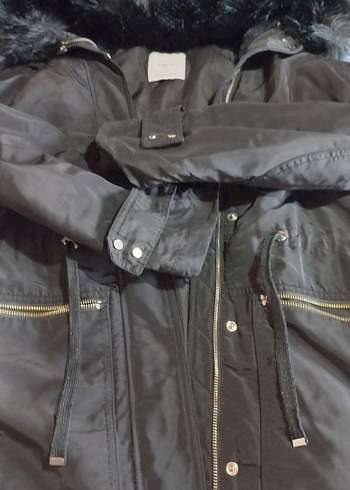 kürk kapişonlu, içi çıkarılabilen mont - Görsel 3