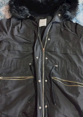 kürk kapişonlu, içi çıkarılabilen mont - Görsel 4