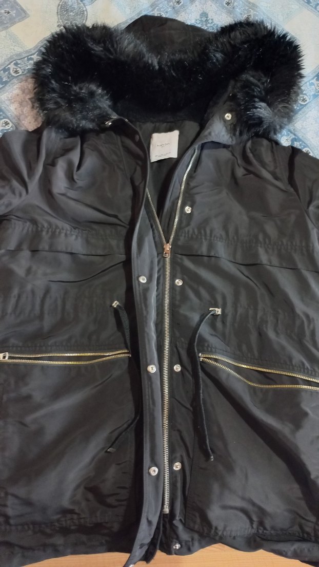 kürk kapişonlu, içi çıkarılabilen mont - Görsel 4