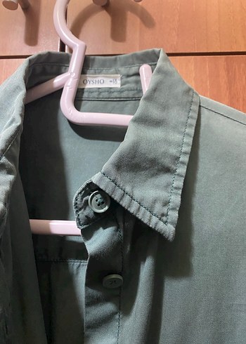 Oysho Kadın Haki Uzun Kollu Pamuk Gömlek s beden - Görsel 2