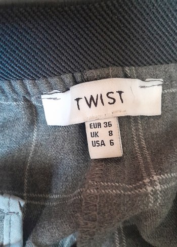 twist marka Gri Kareli Kumaş Kadın Pantolon - Görsel 9