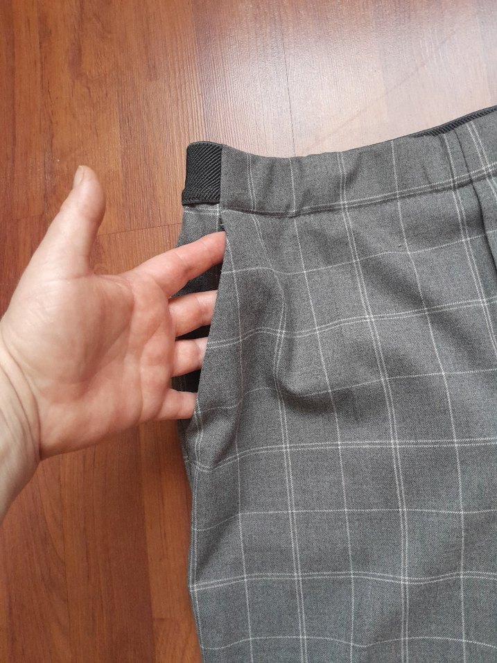 twist marka Gri Kareli Kumaş Kadın Pantolon - Görsel 4