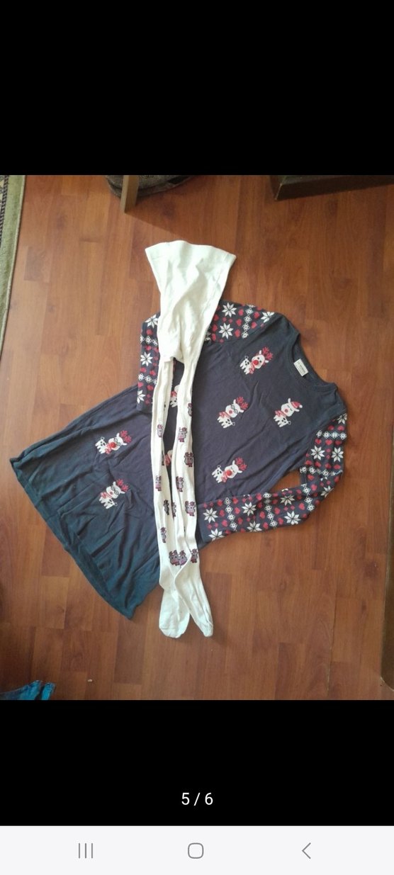 Gri Kız Çocuk Örme Uzun Kollu Elbise ile takim kulotlu corabi - Görsel 4