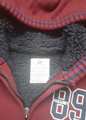 Bordo  lacivert  Örgü Detaylı Erkek Çocuk Mont - Görsel 4