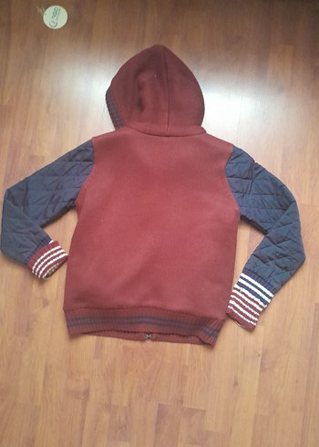Bordo  lacivert  Örgü Detaylı Erkek Çocuk Mont - Görsel 3