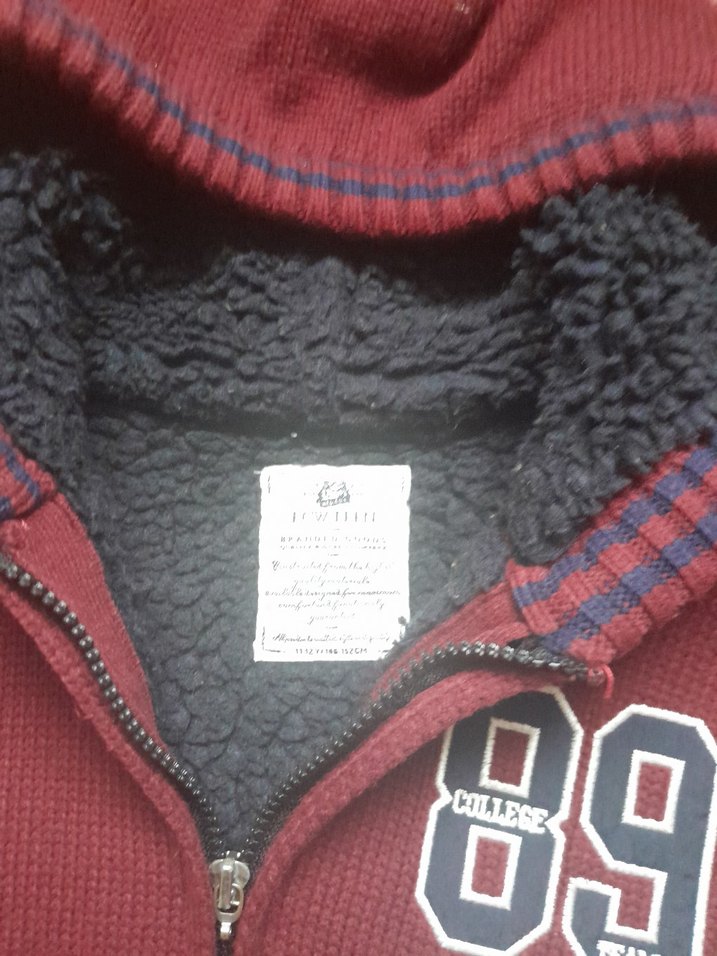 Bordo  lacivert  Örgü Detaylı Erkek Çocuk Mont - Görsel 4