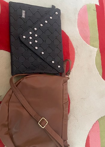 Siyah Nakışlı Fermuarlı Kadın Portföy Çanta - Görsel 4