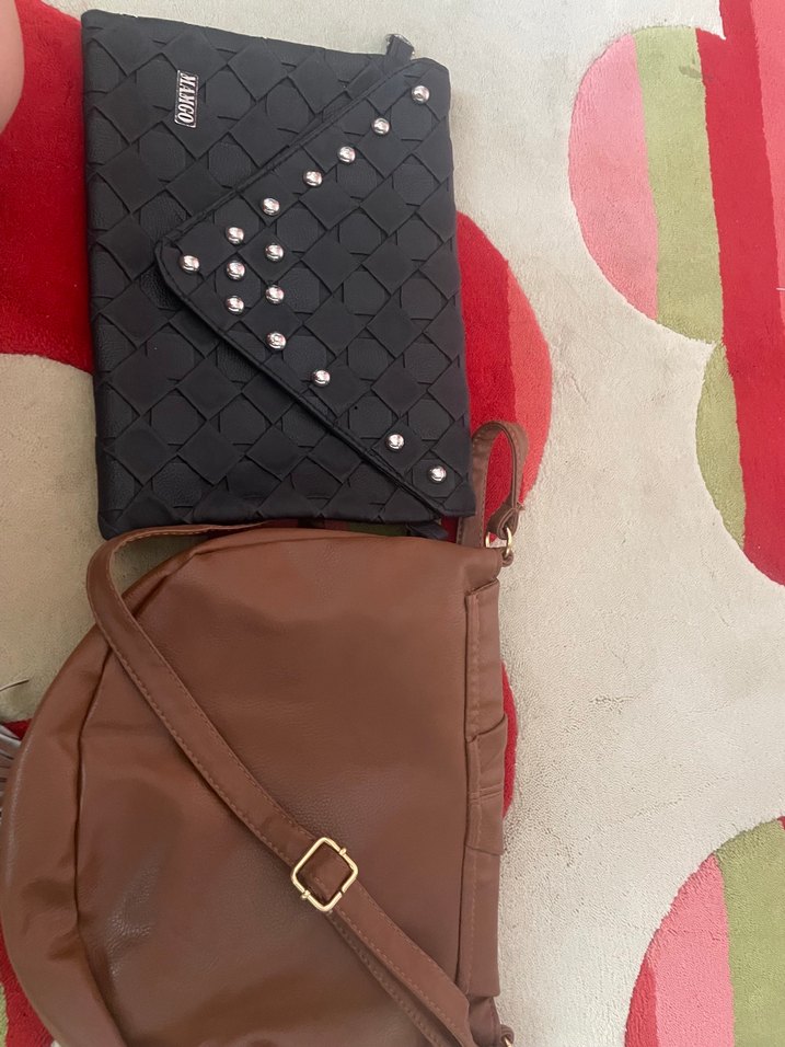 Siyah Nakışlı Fermuarlı Kadın Portföy Çanta - Görsel 4