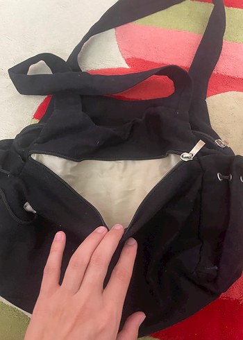 Siyah Baskılı Rock Punk Kadın Çanta - Görsel 3