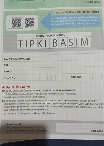 ALES Sınavı Çıkmış kitapçığı