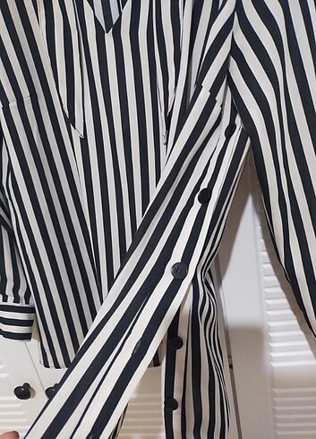 Gusto siyah beyaz çizgili gömlek  - Görsel 3