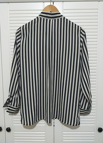 Gusto siyah beyaz çizgili gömlek  - Görsel 5