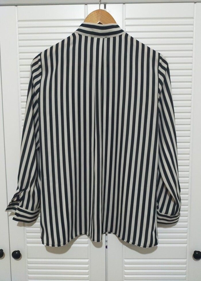 Gusto siyah beyaz çizgili gömlek  - Görsel 5