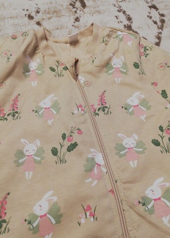 Kız Çocuk Bej Fermuarlı Uyku Tulumu - Görsel 2