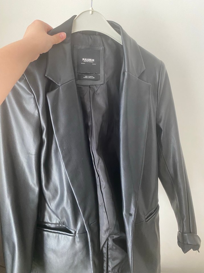 Pull&Bear Siyah Deri Ceket — görsel 3/4
