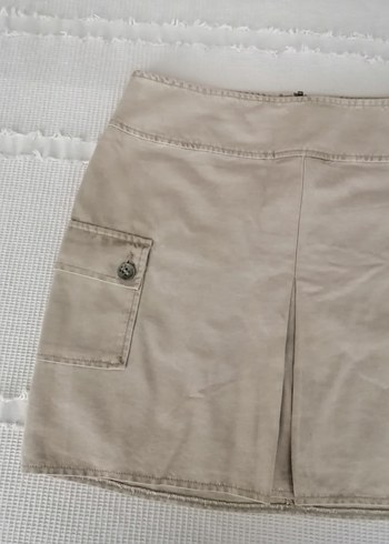 40 Beden camel Renk Bej %100 Pamuk Mini kot Etek