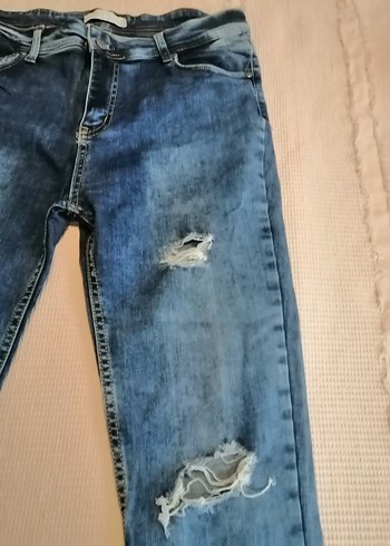 Kadın Mavi Yırtık Kot Pantolon - Görsel 6