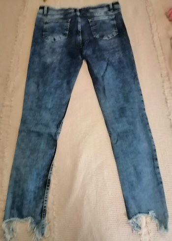 Kadın Mavi Yırtık Kot Pantolon - Görsel 10