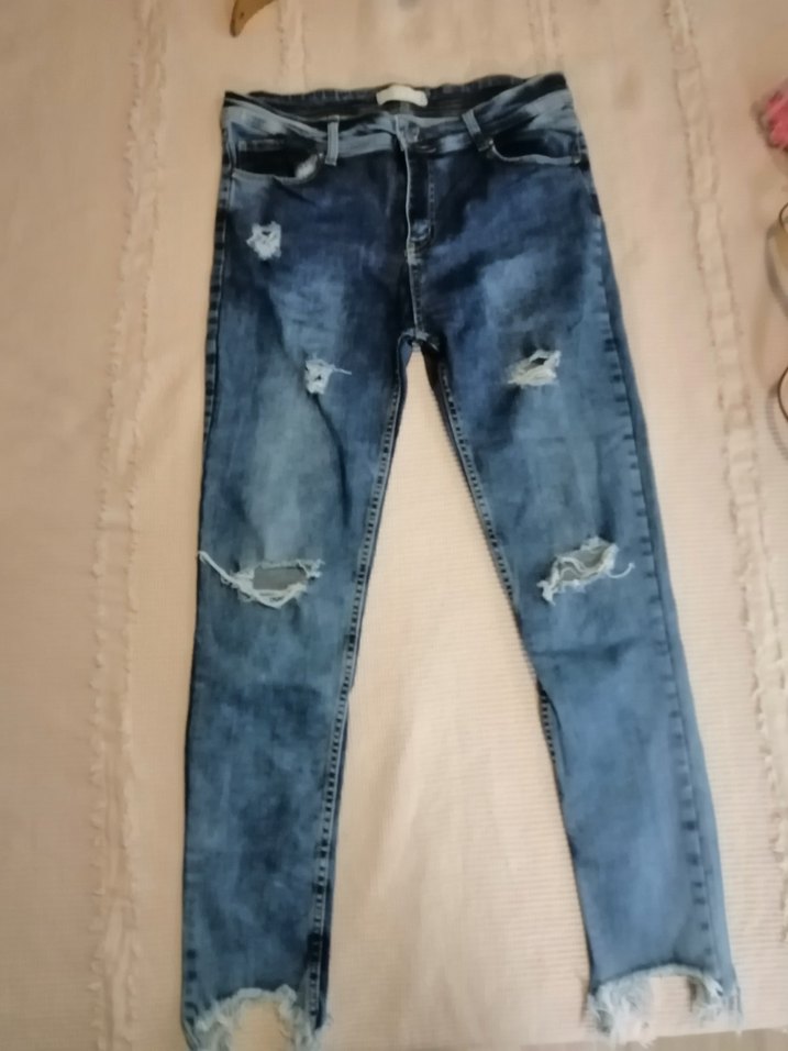 Kadın Mavi Yırtık Kot Pantolon - Görsel 2