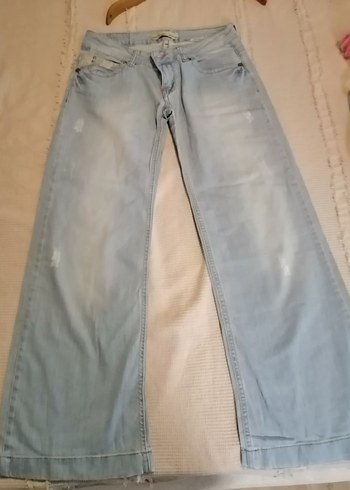 Buz mavisi Kadın Geniş Kesim Kot Pantolon