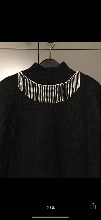 Zara Zara siyah taş detaylı triko kazak
