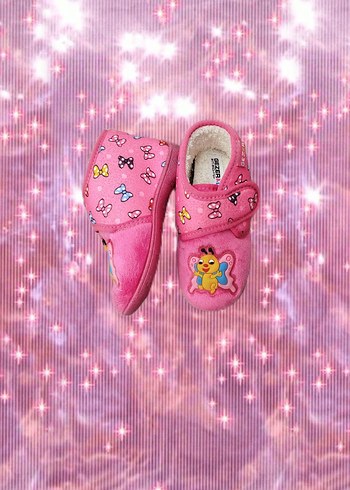 Kız Çocuk Pembe Nakışlı Sıcak Terlik - Görsel 2