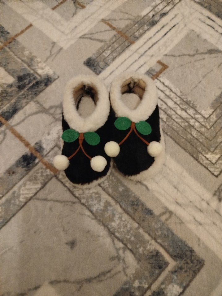 Kız Çocuk Gri Nakışlı Sıcak Terlik - Görsel 2