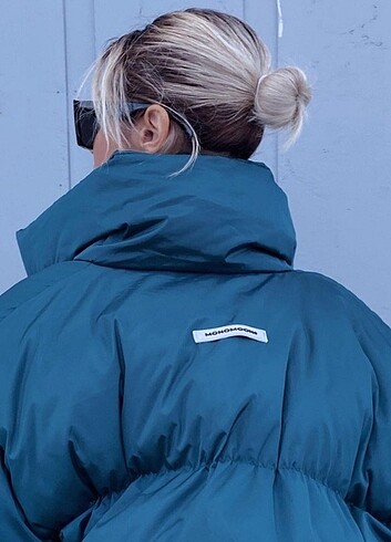Petrol yeşili oversize şişme mont