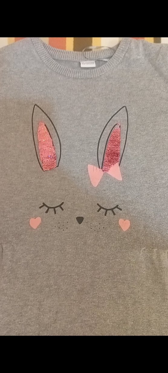 Gri Uzun Kollu Kız Elbisesi - Görsel 2