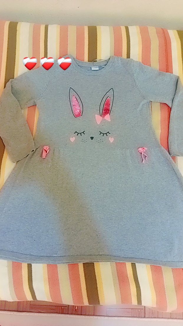 Gri Uzun Kollu Kız Elbisesi - Görsel 5