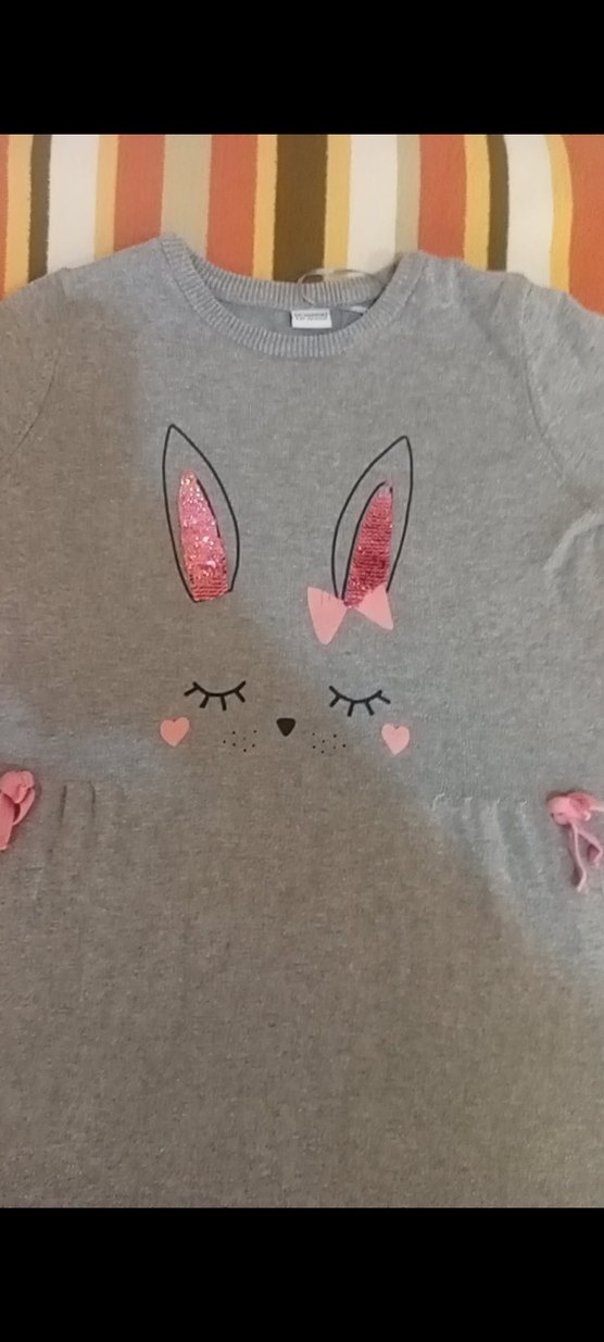 Gri Uzun Kollu Kız Elbisesi - Görsel 4