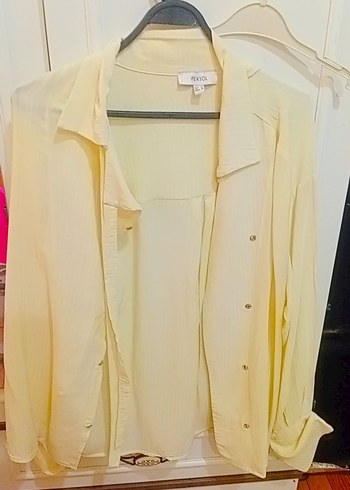 Sarı reklii Uzun Kollu Kadın Gömlek - Görsel 3