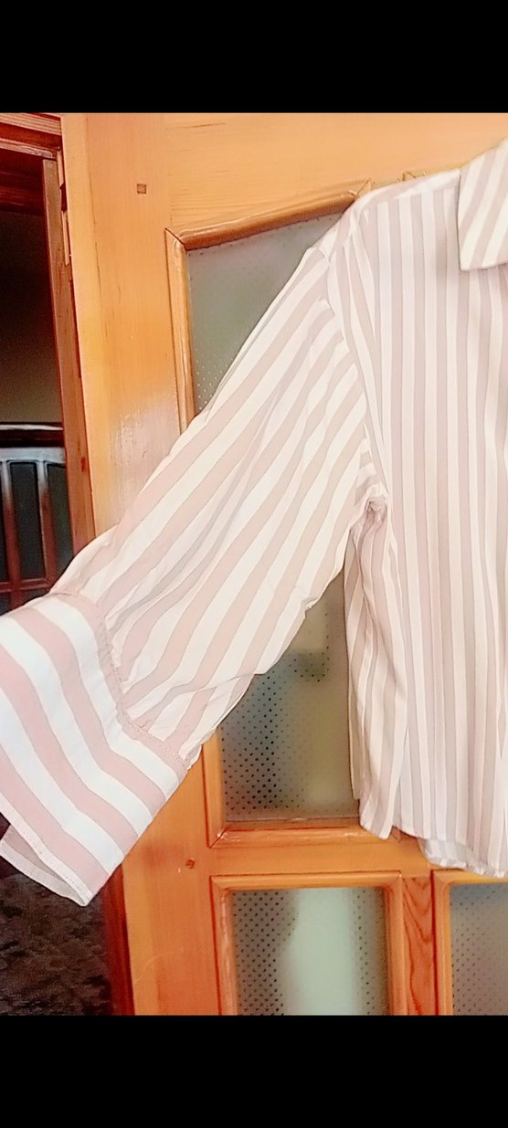 Bej Çizgili Uzun Kollu Gömlek - Görsel 4